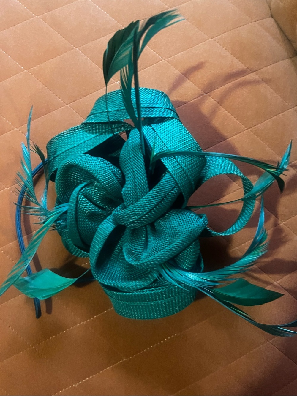 Teal Feathered Fascinator Headband